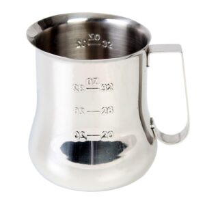 truecraftware-40 oz. espresso milk pitcher with measuring scale stainless steel- steaming pitcher coffee bar cappuccino barista tools milk jug steamer frother cup