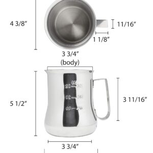 TrueCraftware-40 oz. Espresso Milk Pitcher with Measuring Scale Stainless Steel- Steaming Pitcher Coffee Bar Cappuccino Barista Tools Milk Jug Steamer Frother Cup