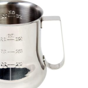 TrueCraftware-40 oz. Espresso Milk Pitcher with Measuring Scale Stainless Steel- Steaming Pitcher Coffee Bar Cappuccino Barista Tools Milk Jug Steamer Frother Cup