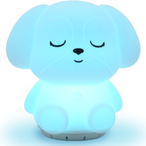 mindfulness 'breathing puppy' | 4-7-8 guided visual meditation breathing light | 3 in 1 device with night light & noise machine for adhd anxiety stress relief sleep - gift for kids adult women men