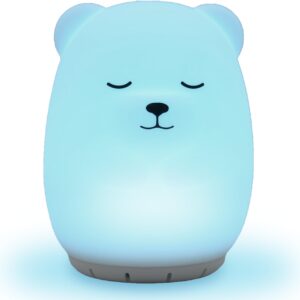mindfulness 'breathing bear' | 4-7-8 guided visual meditation breathing light | 3 in 1 device with night light & noise machine for adhd anxiety stress relief sleep - gift kid adult women men (bear)