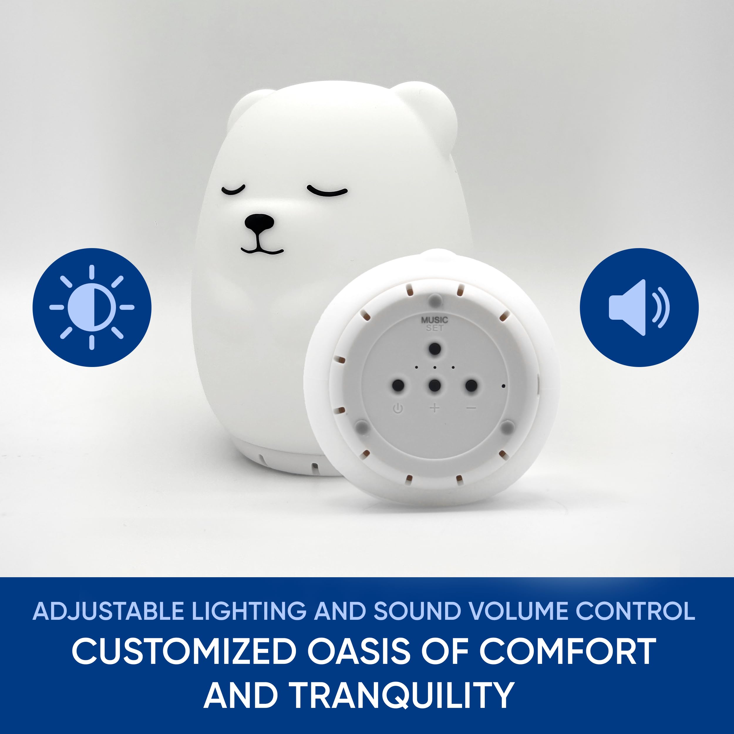 Mindfulness 'Breathing Bear' | 4-7-8 Guided Visual Meditation Breathing Light | 3 in 1 Device with Night Light & Noise Machine for ADHD Anxiety Stress Relief Sleep - Gift Kid Adult Women Men (Bear)