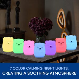 Mindfulness 'Breathing Bear' | 4-7-8 Guided Visual Meditation Breathing Light | 3 in 1 Device with Night Light & Noise Machine for ADHD Anxiety Stress Relief Sleep - Gift Kid Adult Women Men (Bear)