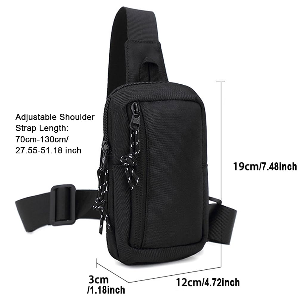 Crossbody Sling Bag for Men Women, Mini Crossbody Sling Backpack Sling Bag Travel Hiking Chest Bag Casual Daypack Small Cross Body Shoulder Bag Side Bag Wallet for Sports Hiking Walking Cycling, Black