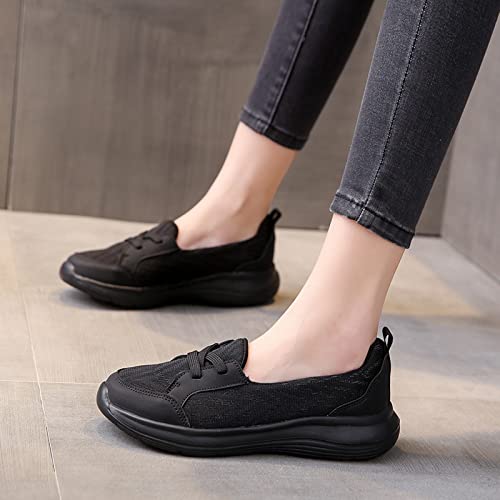 Women's Orthopedic Walking Shoes, Women Casual Walking Sneaker Orthopedic Arch Support,2023 New Comfort Loafers Mesh Non-Slip Platform Shoes Lightweight Casual Sneakers for Women (Black, 9)