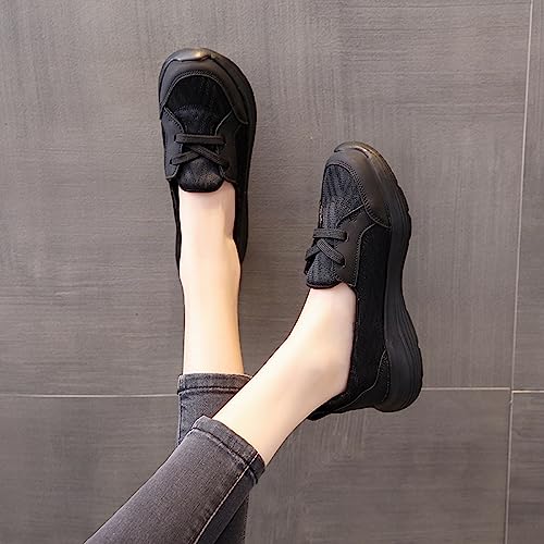 Women's Orthopedic Walking Shoes, Women Casual Walking Sneaker Orthopedic Arch Support,2023 New Comfort Loafers Mesh Non-Slip Platform Shoes Lightweight Casual Sneakers for Women (Black, 9)