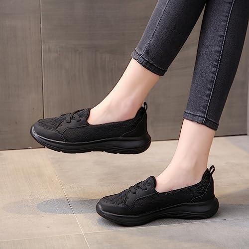 Women's Orthopedic Walking Shoes, Women Casual Walking Sneaker Orthopedic Arch Support,2023 New Comfort Loafers Mesh Non-Slip Platform Shoes Lightweight Casual Sneakers for Women (Black, 9)