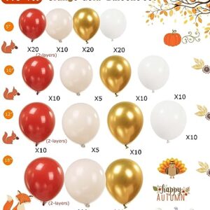 Fall Balloon Garland Arch Kit 143pcs Double Stuffed Terracotta Dark orange and Gold white sand Balloons for Fall in love Bridal Shower Rustic Boho Baby Shower bride to be decorations