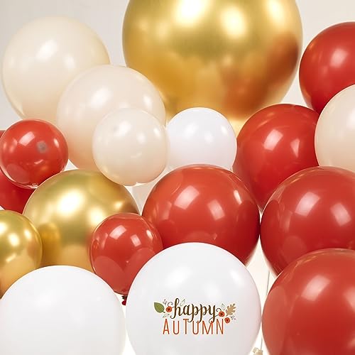 Fall Balloon Garland Arch Kit 143pcs Double Stuffed Terracotta Dark orange and Gold white sand Balloons for Fall in love Bridal Shower Rustic Boho Baby Shower bride to be decorations