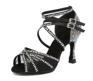 minishion sexy dance shoes heels for women glitter evening prom sandals l508 black us 9