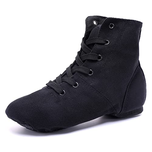 Jazz Boots Women Canvas Dance Boots Black Jazz Shoes for Men Ballroom Dance Flat with Split Sole(Medium, Numeric_43)