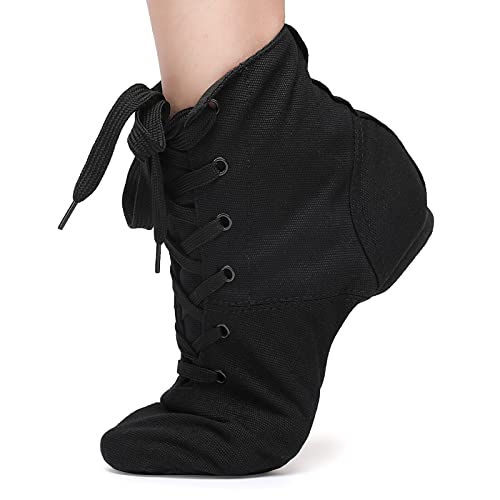 Jazz Boots Women Canvas Dance Boots Black Jazz Shoes for Men Ballroom Dance Flat with Split Sole(Medium, Numeric_43)