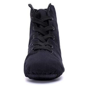 Jazz Boots Women Canvas Dance Boots Black Jazz Shoes for Men Ballroom Dance Flat with Split Sole(Medium, Numeric_43)