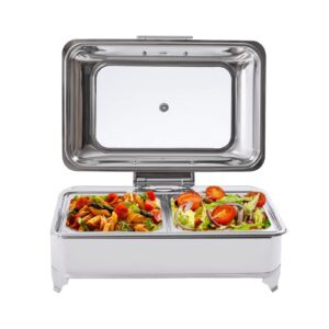 electric chafing dish, 9l food warmer with stainless steel buffet server and warming tray, 45-80℃ adjustable temperature, transparent lid, chafing dish buffet set for weddings parties