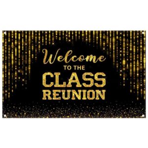 swepuck 72x43inch fabric golden welcome to the class reunion backdrop 20th 30th 40th reunion photography background school party decorations photo booth banner