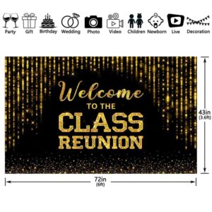 Swepuck 72x43inch Fabric Golden Welcome to The Class Reunion Backdrop 20th 30th 40th Reunion Photography Background School Party Decorations Photo Booth Banner