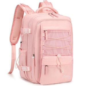 travel backpack for women men 15.6 inch laptop backpacks with usb port carry on bag airline approved large college school bookbags waterproof work business sport rucksack casual daypack (pink)