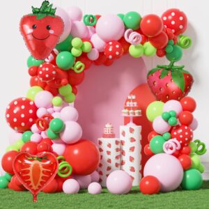 duile strawberry birthday party decorations strawberry balloons garland arch kit strawberry first birthday baby shower summer fruit party decoration