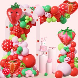 DUILE Strawberry Birthday Party Decorations Strawberry Balloons Garland Arch Kit Strawberry First Birthday Baby Shower Summer Fruit Party Decoration