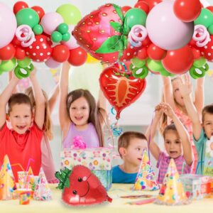 DUILE Strawberry Birthday Party Decorations Strawberry Balloons Garland Arch Kit Strawberry First Birthday Baby Shower Summer Fruit Party Decoration