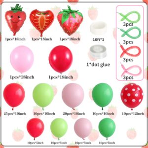 DUILE Strawberry Birthday Party Decorations Strawberry Balloons Garland Arch Kit Strawberry First Birthday Baby Shower Summer Fruit Party Decoration