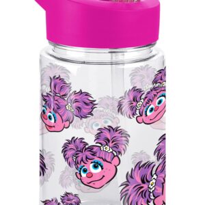 LOGOVISION Sesame Street Kids Tritan Plastic Water Bottle with Straw Lid and Handle, Reusable Tumbler for Toddlers, Unisex for Girls and Boys, 12oz, Abby Head Pattern