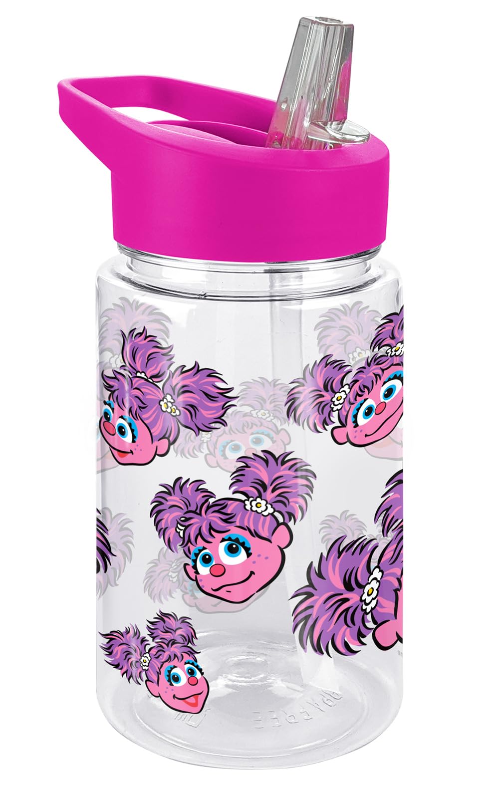 LOGOVISION Sesame Street Kids Tritan Plastic Water Bottle with Straw Lid and Handle, Reusable Tumbler for Toddlers, Unisex for Girls and Boys, 12oz, Abby Head Pattern