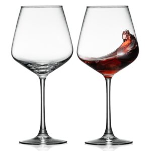 ptsting wine glasses 20oz clear burgundy red wine glass large wine glass set of 2 for wine tasting, wedding gift, anniversary, christmas, birthday