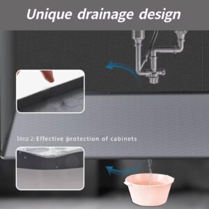 Under Kitchen Sink Mat 31" x 22", SAZTEAY Waterproof Silicone Under Sink Tray, Under Sink Protector Mat for Bathroom and Kitchen Cabinets(Grey)