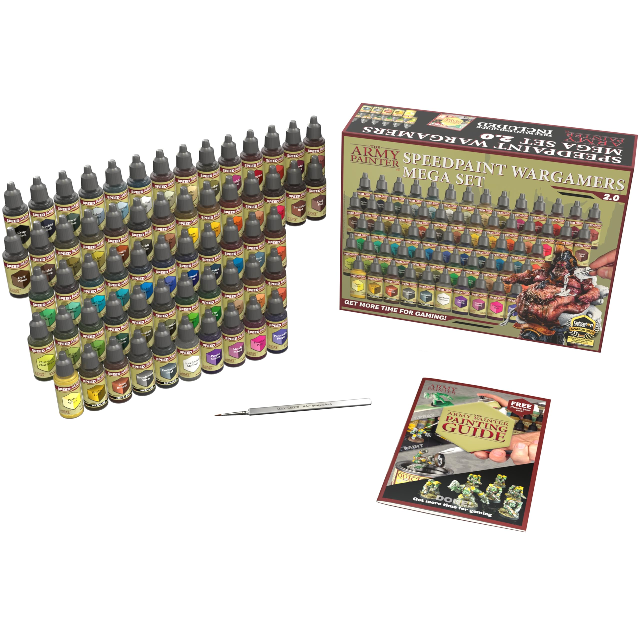 Army Painter Speed Paint Mega Set with 60 Acrylic Paints, Metallics, Brush for Warhammer 40k Miniatures