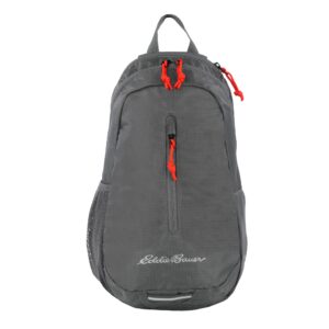 eddie bauer stowaway packable 10l sling 3.0 made from polyester with lightly padded shoulder strap, dark smoke