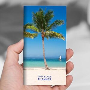 TF PUBLISHING 2024-2025 Tropical Beaches 2-Year Small Monthly Pocket Planner | 2-Page Large Calendar Grid and Lined Notes Section in Back | Monthly Day Planner for Purse | 3.5" x 6.5"