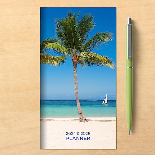 TF PUBLISHING 2024-2025 Tropical Beaches 2-Year Small Monthly Pocket Planner | 2-Page Large Calendar Grid and Lined Notes Section in Back | Monthly Day Planner for Purse | 3.5" x 6.5"