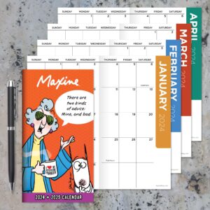 TF PUBLISHING 2024-2025 Maxine 2-Year Small Monthly Pocket Planner | 2-Page Large Calendar Grid and Lined Notes Section in Back | Monthly Day Planner for Purse | 3.5" x 6.5"