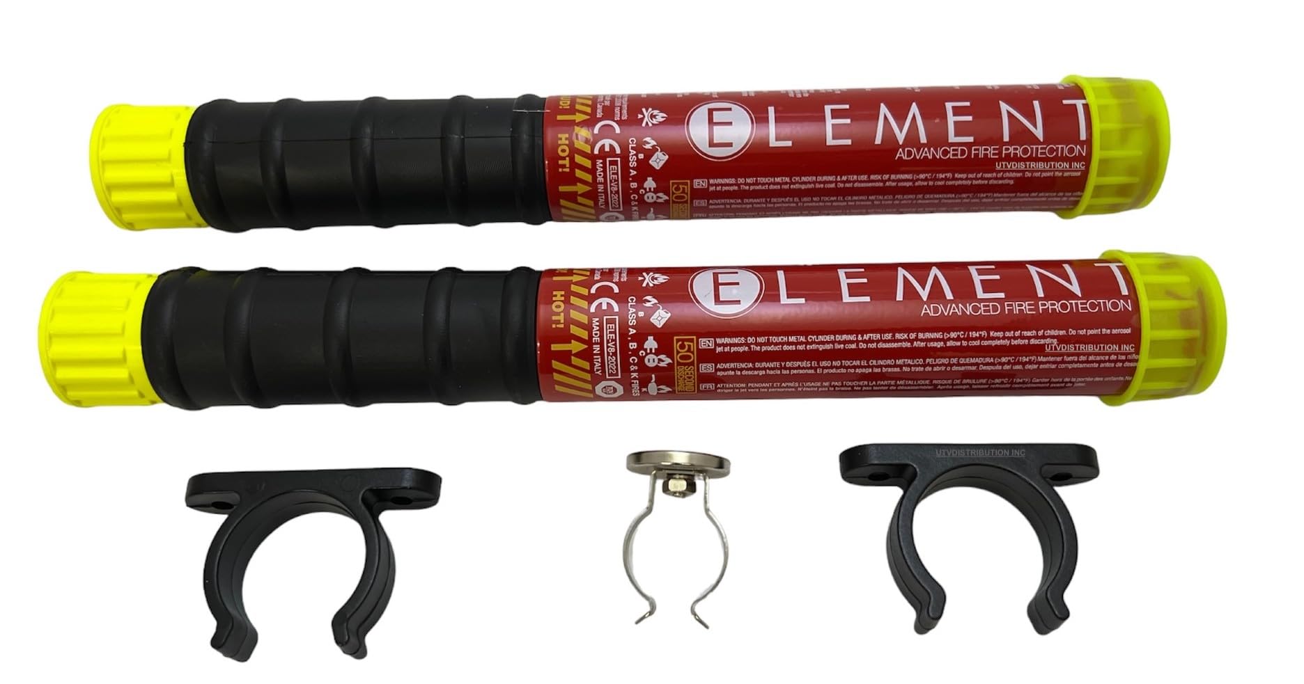 Element E50 Fire Extinguisher 2 Pack with Mounting clips and 2 UTVDistribution Magnet Mounts