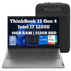 lenovo thinkbook 15 gen 4 15.6" fhd touchscreen (12th gen intel 10-core i7-1255u, 16gb ram, 512gb pcie ssd, narrow bezel ips) business laptop, backlit, fingerprint, thunderbolt 4, win 10 / win 11 pro