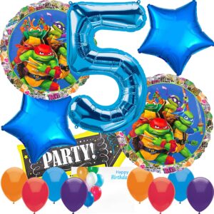 anagram licensed birthday balloons, for tmnt teenage mutant ninja mayhem turtles theme collection, party accessory, multicolor, 5th birthday, various