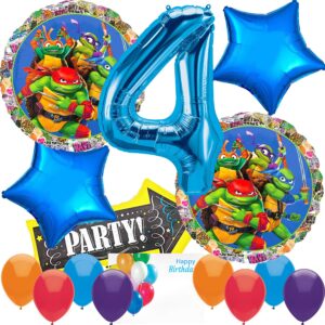 anagram licensed birthday balloons, for tmnt teenage mutant ninja mayhem turtles theme collection, party accessory, multicolor, 4th birthday, various