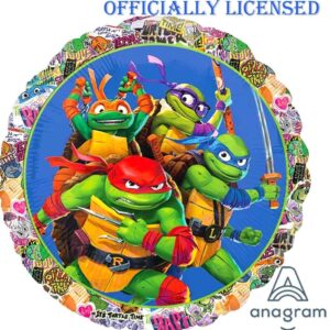 Anagram Licensed Birthday Balloons, for TMNT Teenage Mutant Ninja Mayhem Turtles Theme Collection, Party Accessory, Multicolor, 4th Birthday, Various