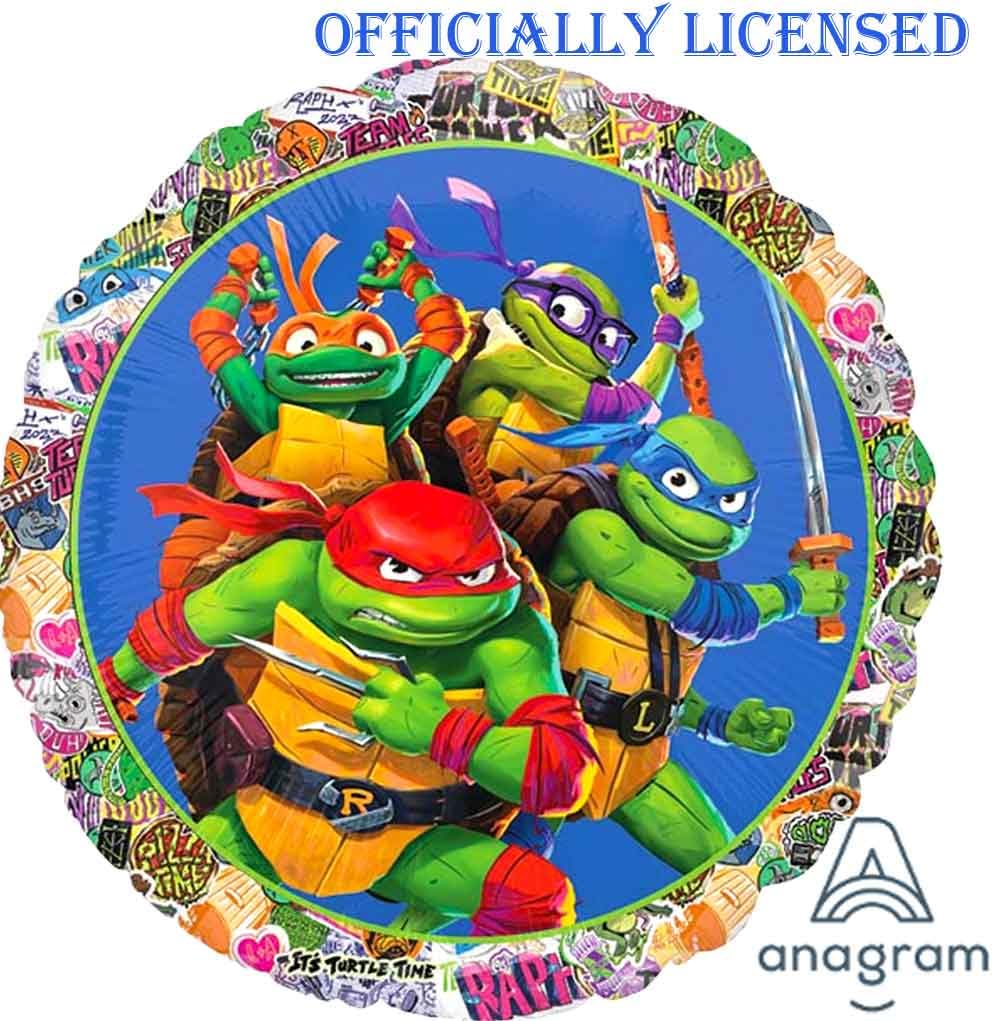 Anagram Licensed Birthday Balloons, for TMNT Teenage Mutant Ninja Mayhem Turtles Theme Collection, Party Accessory, Multicolor, 4th Birthday, Various