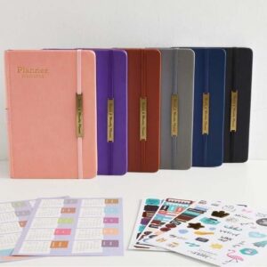 Leather Hardcover Planner 2023-2024, Weekly and Monthly Planner, Jul.2023-Dec 2024, A5 size 5.5 x 8 inch, Includes: Planner stickers + Monthly tab and Bookmarks + Inner Pocket + Elastic Closure + Pen