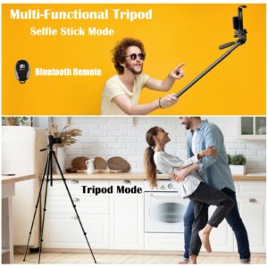 KINGJOY 71'' Camera Phone Tripod & Selfie Stick with Universal Tablet Phone Holder Remote Shutter and Carry Bag Aluminum Portable Tripod Stand Compatible with Phone/Camera/Projector/DSLR