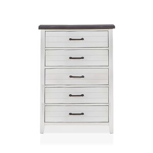 furniture of america gladio modern 5-drawer wood 30 in. chest, tall dresser for bedroom, kids room, nursery, white and gray