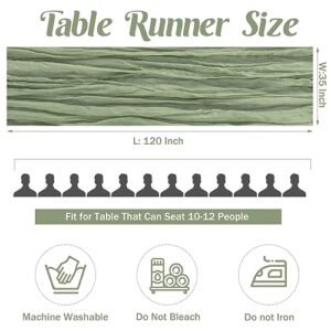 6 Pieces Sage Green 10FT Cheesecloth Table Runner Boho Gauze Fabric Table Runner Rustic Sheer Runner for Wedding Birthday Baby Shower Party Boho Table Decoration（Sage Green）