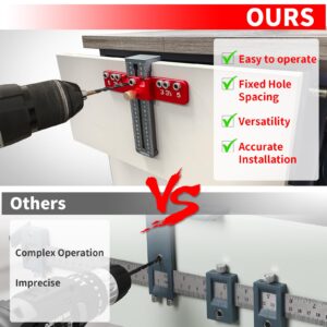 Ruitool Cabinet Hardware Jig Tool, Aluminium Alloy Cabinet Handle Install Template Tool, Adjustable Punch Locator Drill Template Guide, Cabinet Hole Drilling Template for Handles and Pulls