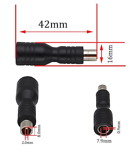 HCFeng DC 8020 Male to DC 7909 Female Adapter DC 8mm x 2mm to DC 7.9mm x 0.9mm DC8mm Connector with Silicone Clasp for Solar Panel RV Portable Power Station Ex-plo-RER 1500/2000[1pack+Clasp]