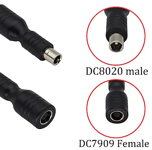 HCFeng DC 8020 Male to DC 7909 Female Adapter DC 8mm x 2mm to DC 7.9mm x 0.9mm DC8mm Connector with Silicone Clasp for Solar Panel RV Portable Power Station Ex-plo-RER 1500/2000[1pack+Clasp]