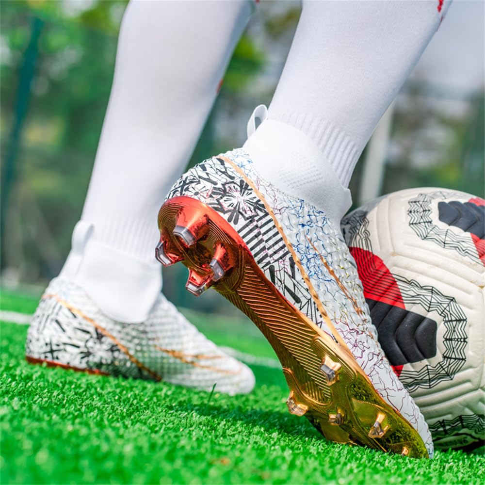 KAEAEILSS Men's Women's Soccer Shoes Boys Gold-Soled Spikes Football Shoes Student Grass Training Shoes Outdoor Football Boots Unisex