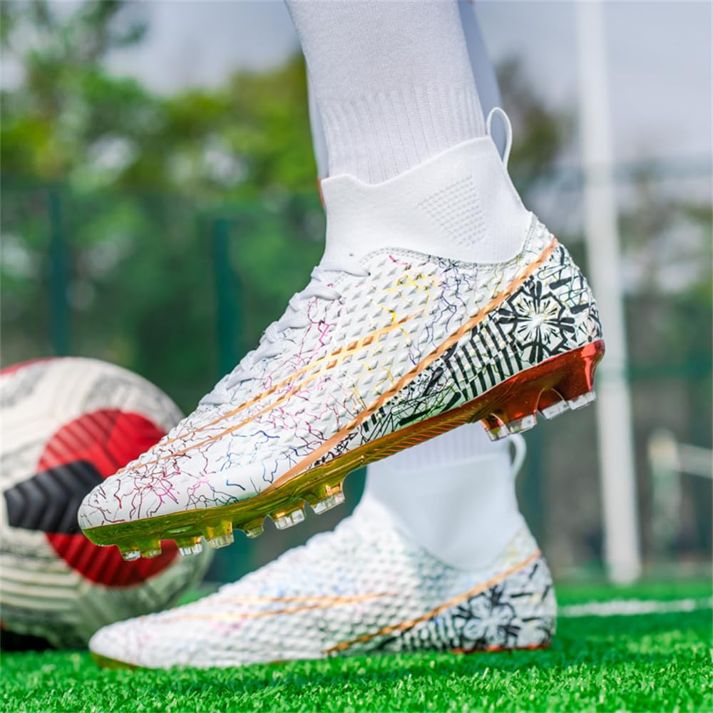 KAEAEILSS Men's Women's Soccer Shoes Boys Gold-Soled Spikes Football Shoes Student Grass Training Shoes Outdoor Football Boots Unisex