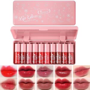 alisesun 10 colors lip tint stain set, korean plumping lip gloss watery lip stain, multi-use for mini liquid lipstick & cheek tint long lasting vivid color #02